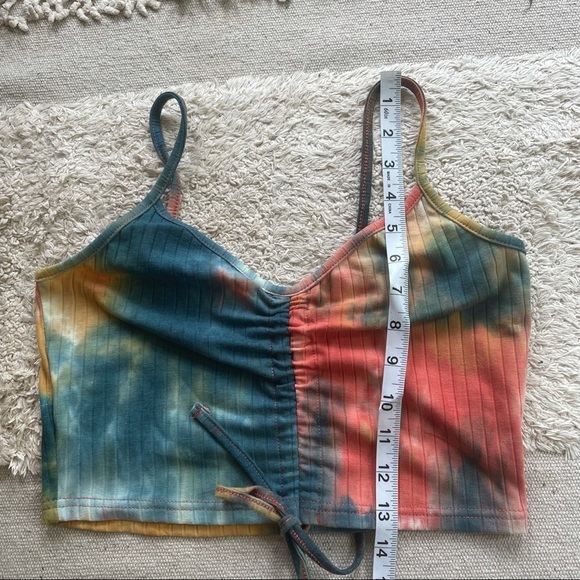 NEW  SHEIN TIE DYE DRAWSTRING CROP TANK TOP - S - Picture 6 of 9